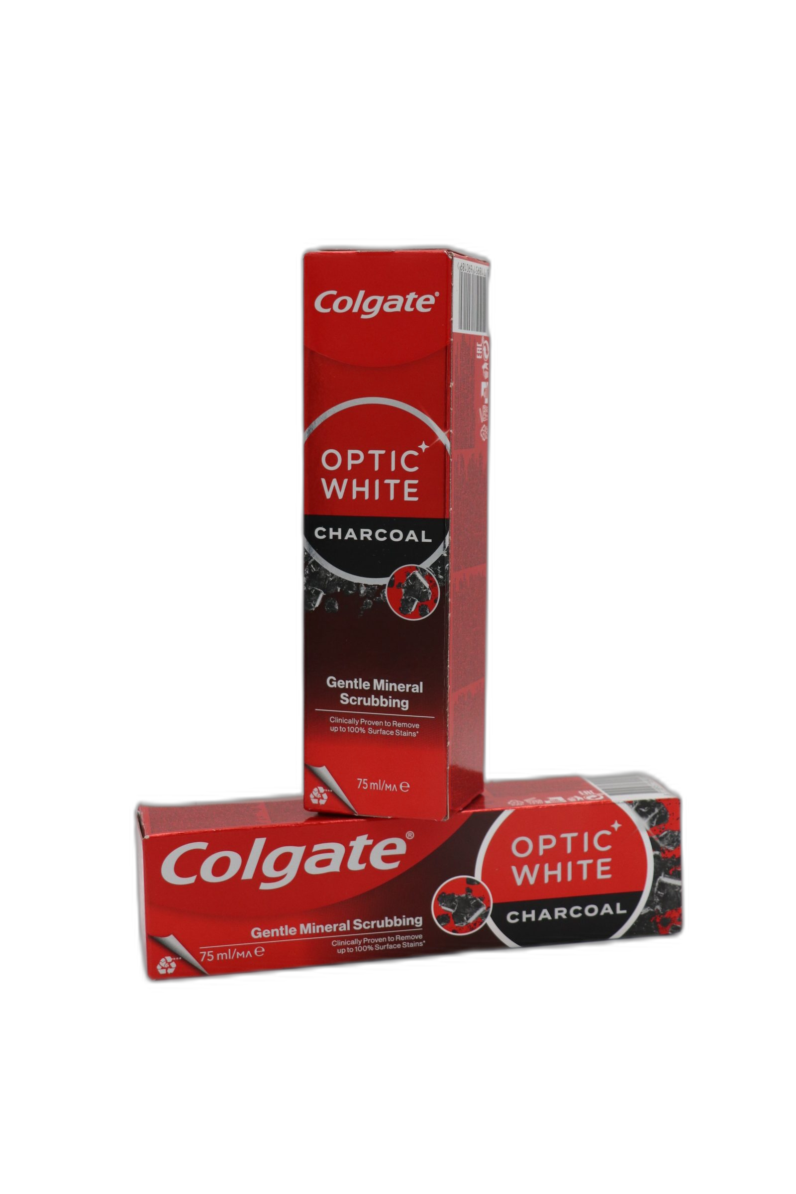 خمیر دندان کلگیت Optic White ذغالی حجم ۷۵ میل؛ سفیدکننده دندان و پاک‌کننده لکه‌های سطحی
