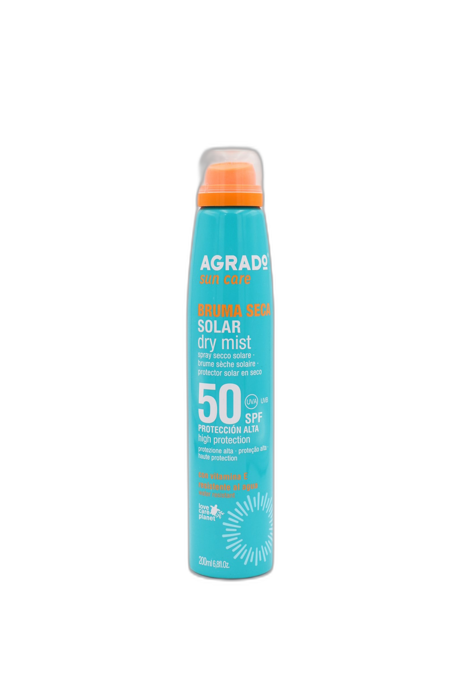 اسپری ضد آفتاب آگرادو Bruma Seca مدل Solar Dry Mist SPF50 حجم 100 میل | محافظت بالا با فرمول خشک و جذب سریع