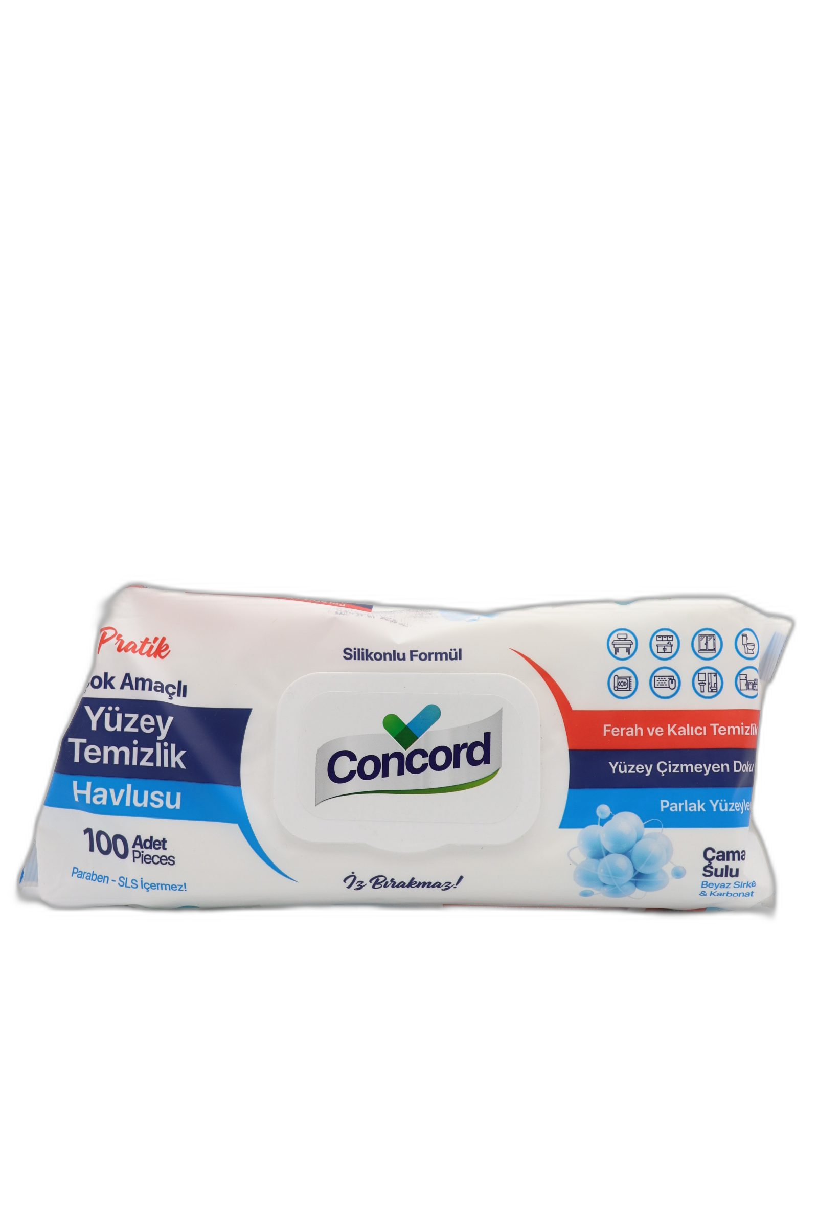 دستمال مرطوب سطوح و جرم‌گیر کنکورد ۱۰۰ عددی (Concord Surface Cleaning Wipes)