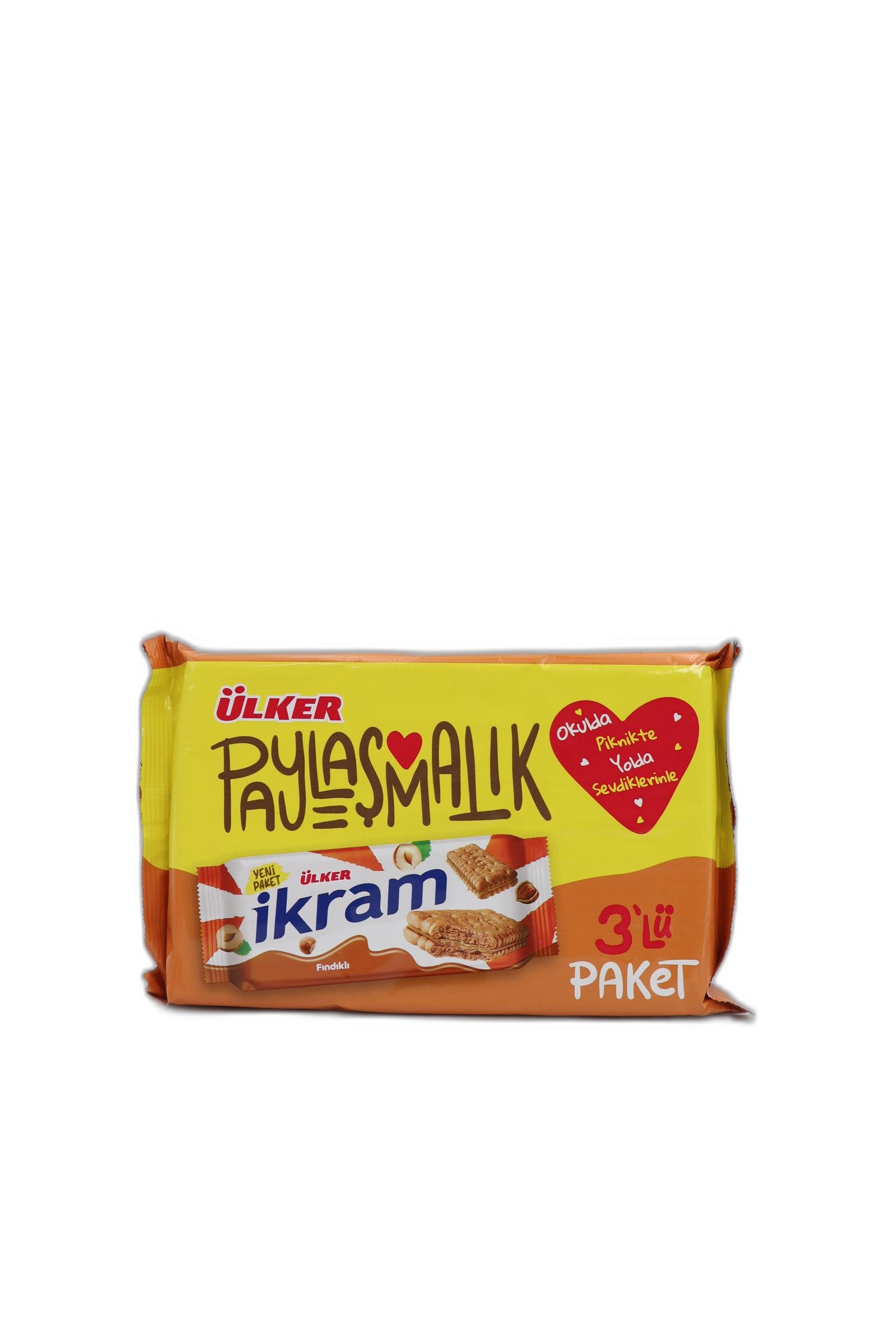بیسکویت کرم‌دار فندقی ایکرام سه تایی Ülker İkram