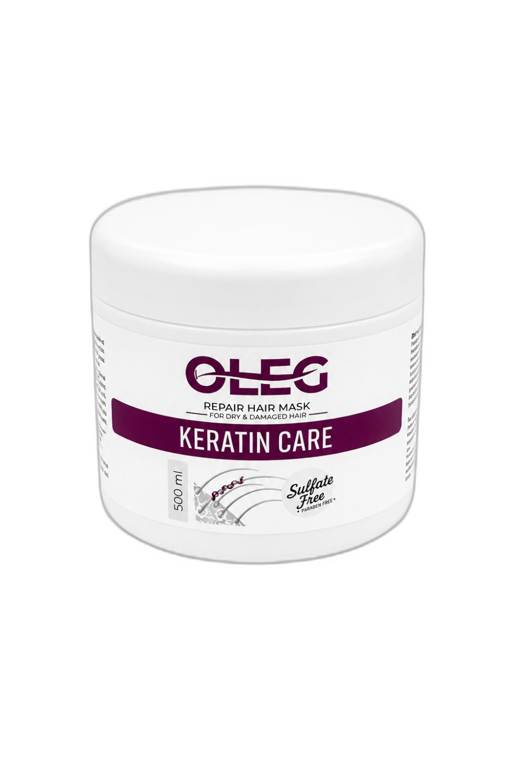 ماسک مو کراتین اولگ (OLEG Keratin Care) بدون سولفات ۵۰۰ میلی‌لیتر