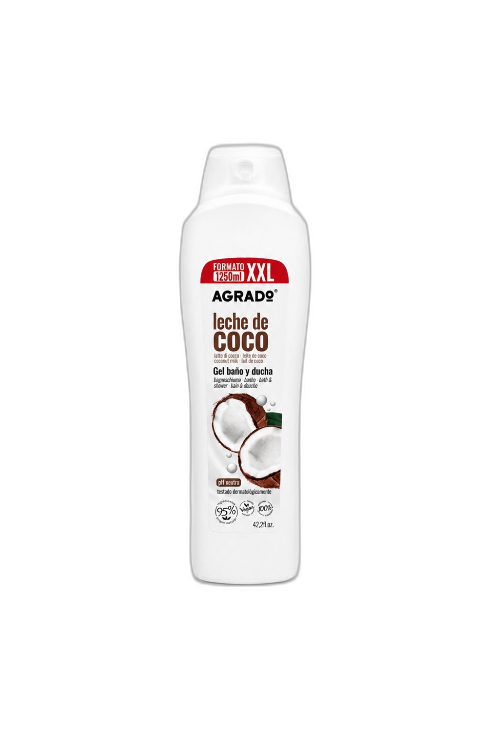شامپو بدن شیر نارگیل آگرادو (Agrado Coconut Milk Shower Gel) حجم 1250 میلی‌لیتر