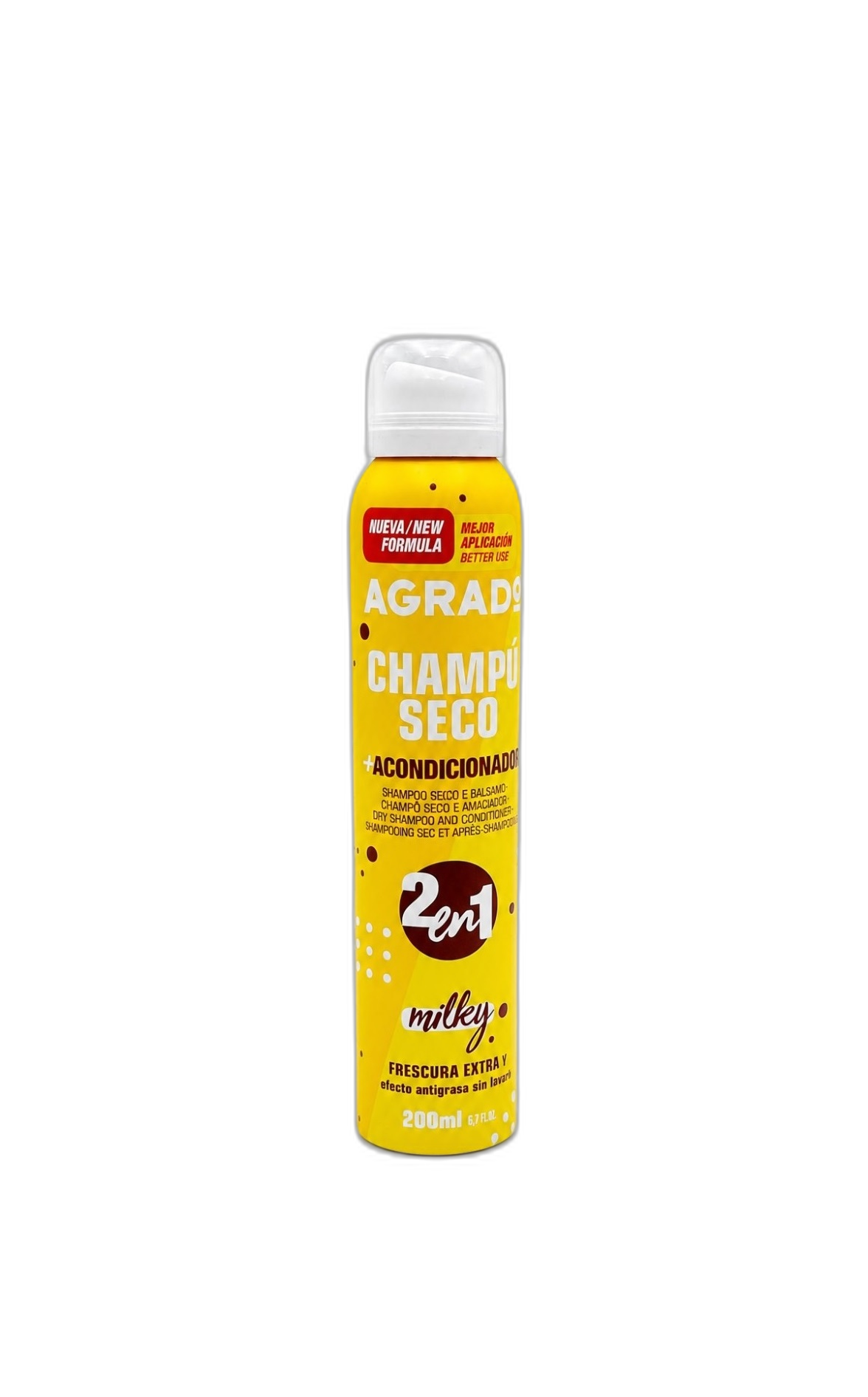 شامپو خشک آگرادو Agrado 2 در 1 Milky حجم 200 میلی‌لیتر