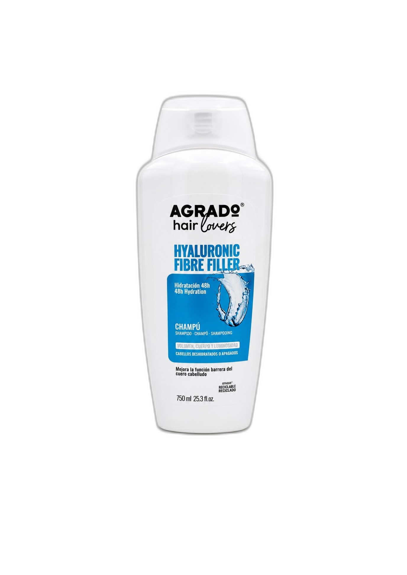 شامپو آگرادو Agrado Hair Lovers Hyaluronic Fibre Filler آبرسان مو حجم 750 میلی‌لیتر