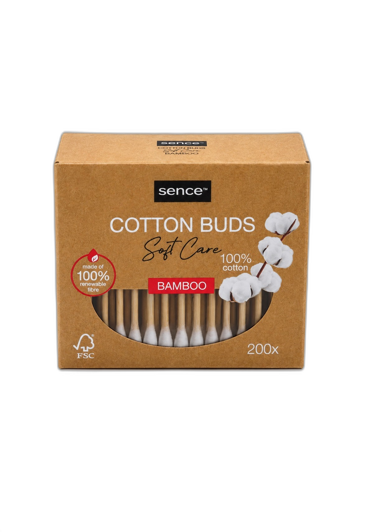 گوش پاک‌کن بامبو سنس Sence Soft Care مدل Bamboo بسته 200 عددی