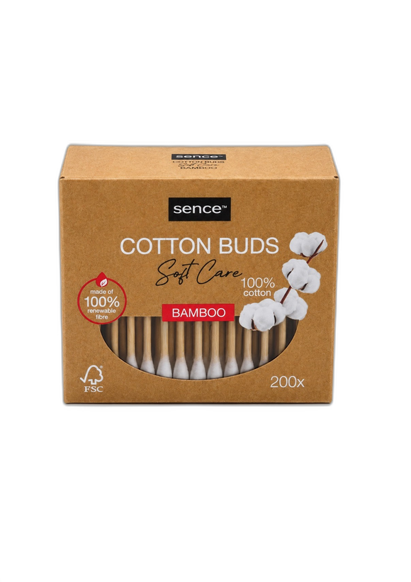 گوش پاککن بامبو سنس Sence Soft Care مدل Bamboo بسته 200 عددی