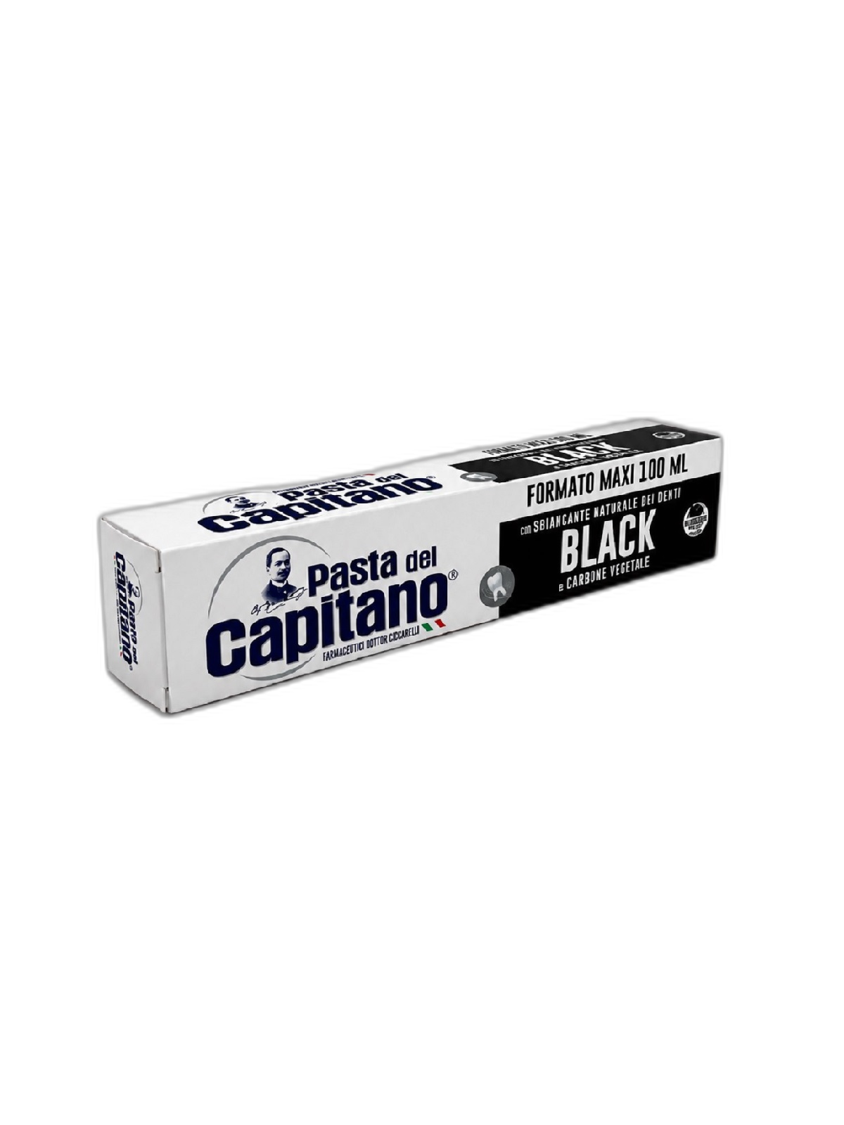 خمیر دندان کاپیتانو مدل Black حاوی کربن گیاهی حجم ۱۰۰ میلی‌لیتر