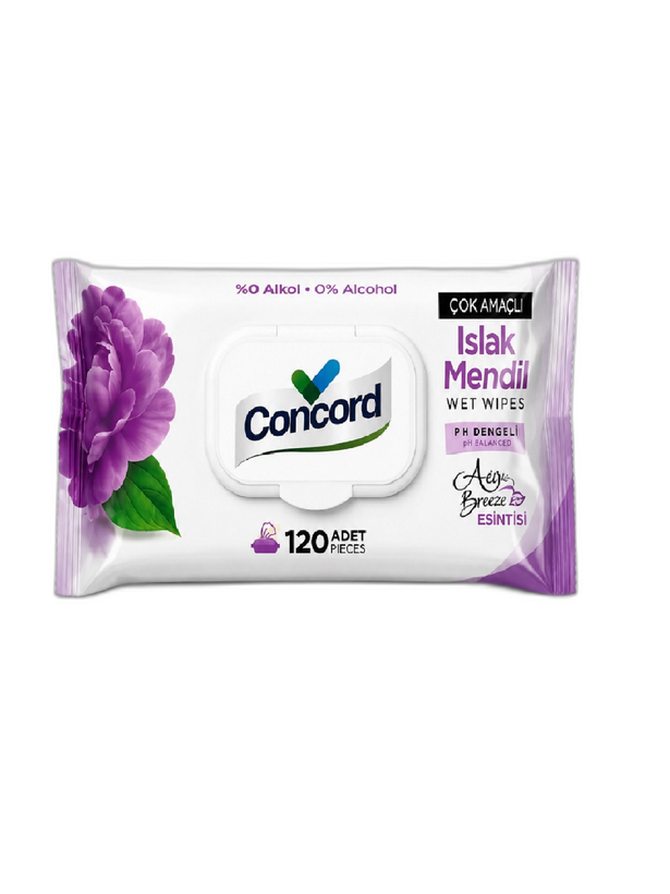 دستمال مرطوب چندمنظوره کنکورد Concord Airy Breeze بسته 120 عددی