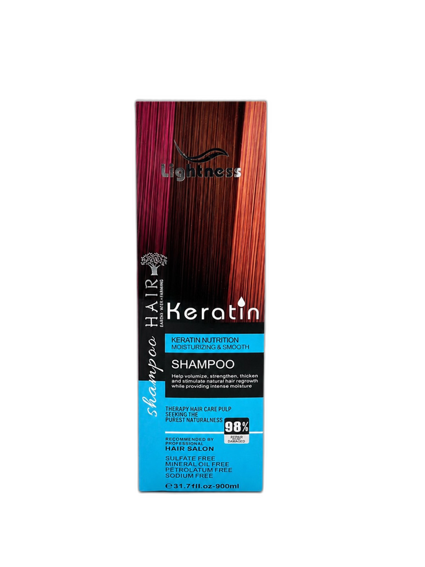 شامپو کراتین لایتنس Lightness Keratin حجم 900 میلیلیتر | مناسب موهای خشک و آسیبدیده